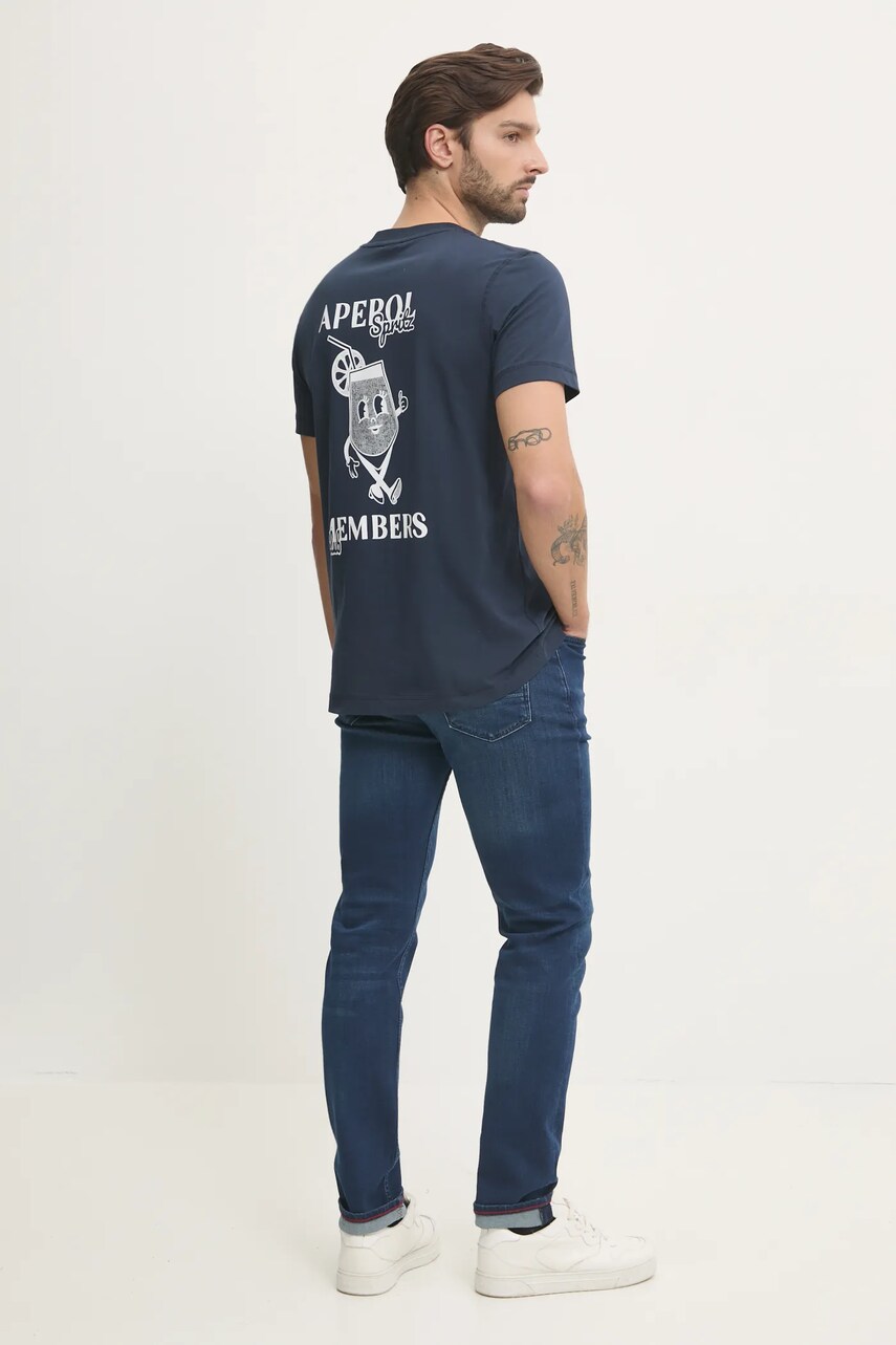 Joop! tricou din bumbac bărbați, culoarea bleumarin, cu imprimeu, 30045502