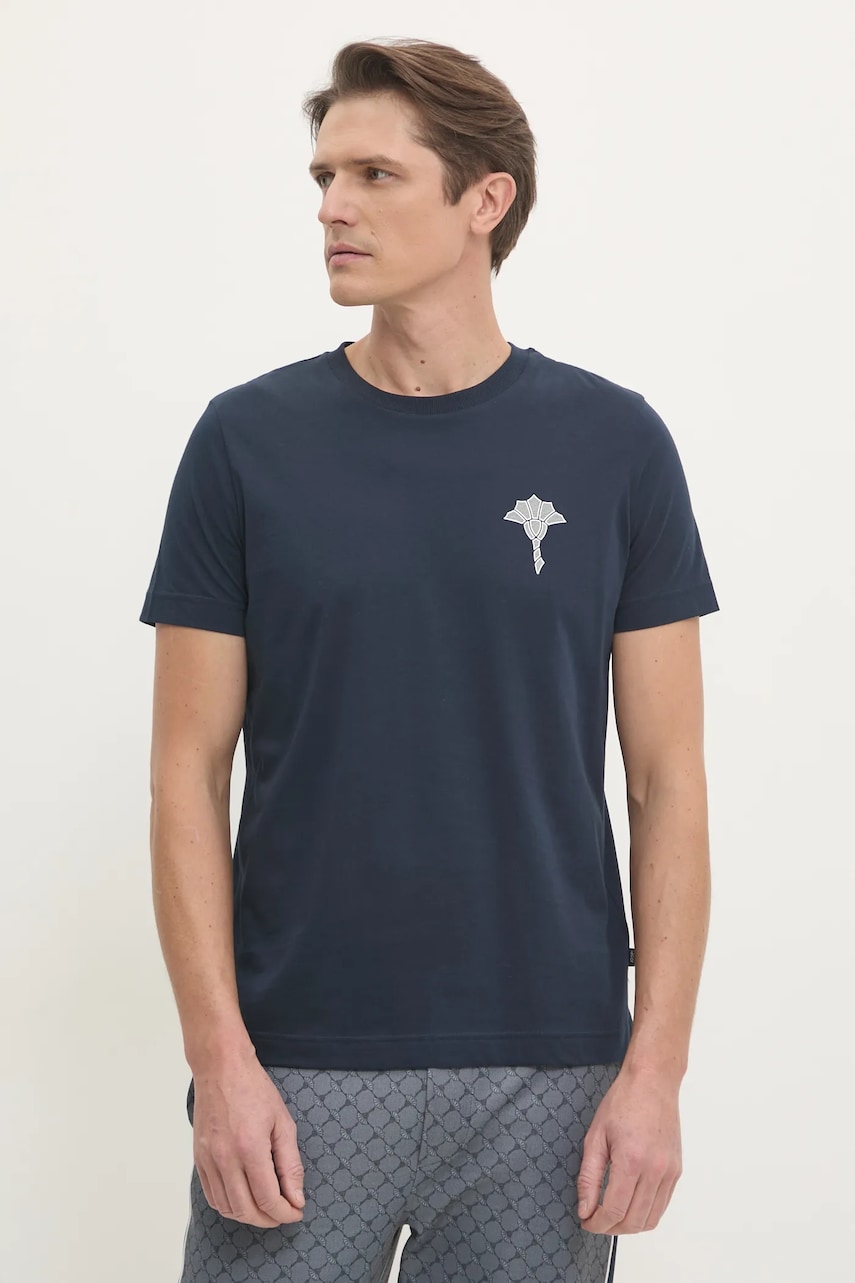 Joop! tricou din bumbac barbati, culoarea albastru marin, cu imprimeu, 30044674