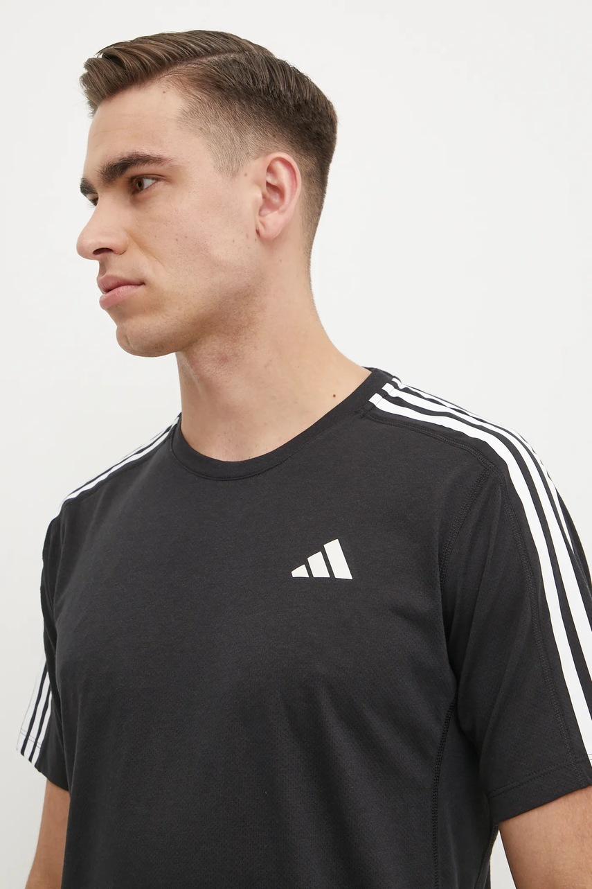 Μπλουζάκι για τρέξιμο adidas Performance Own The Run χρώμα: μαύρο, IQ3834 φωτογραφία