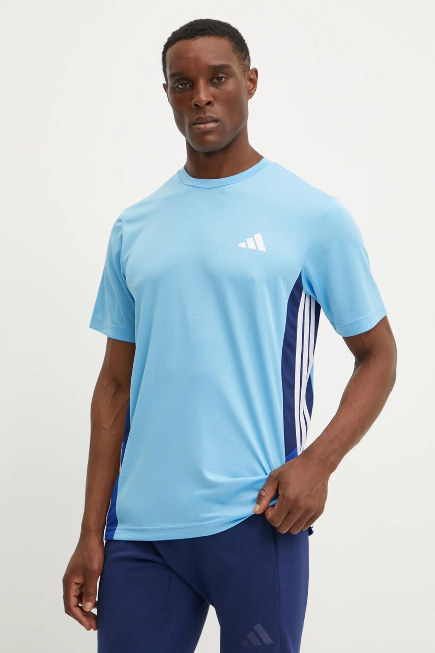 Levně Tréninkové tričko adidas Performance Essential modrá barva, JM3098