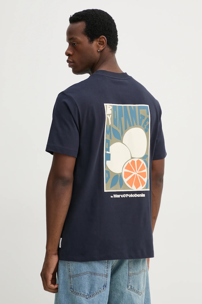 Marc O'Polo tricou din bumbac barbati, culoarea albastru marin, cu imprimeu, 5000006002 Marc O'Polo tricou din bumbac barbati, culoarea albastru marin, cu imprimeu, 5000006002