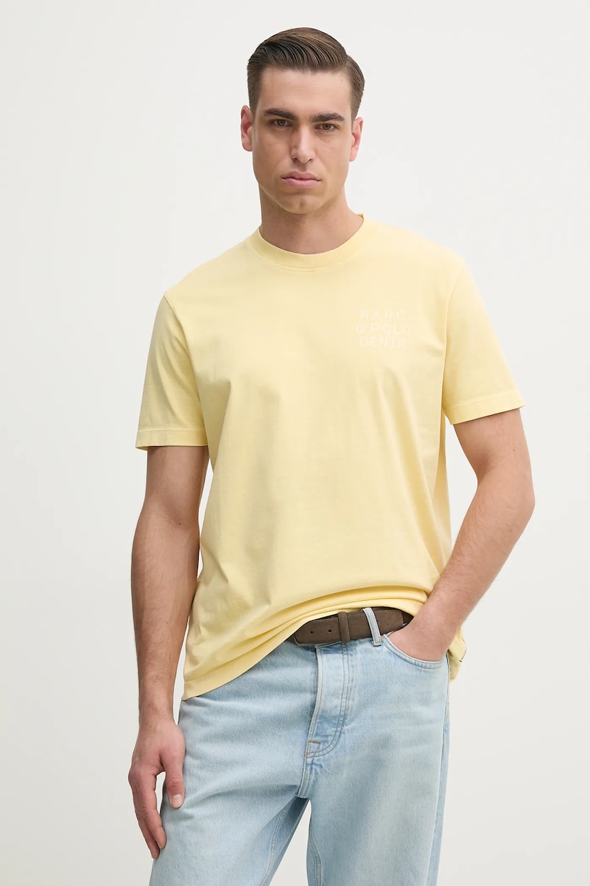 Marc O'Polo tricou din bumbac bărbați, culoarea galben, cu imprimeu, 5000006040 Marc O'Polo tricou din bumbac bărbați, culoarea galben, cu imprimeu, 5000006040
