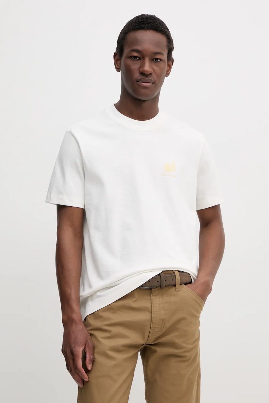 Marc O'Polo tricou din bumbac barbati, culoarea alb, cu imprimeu, 5000006033