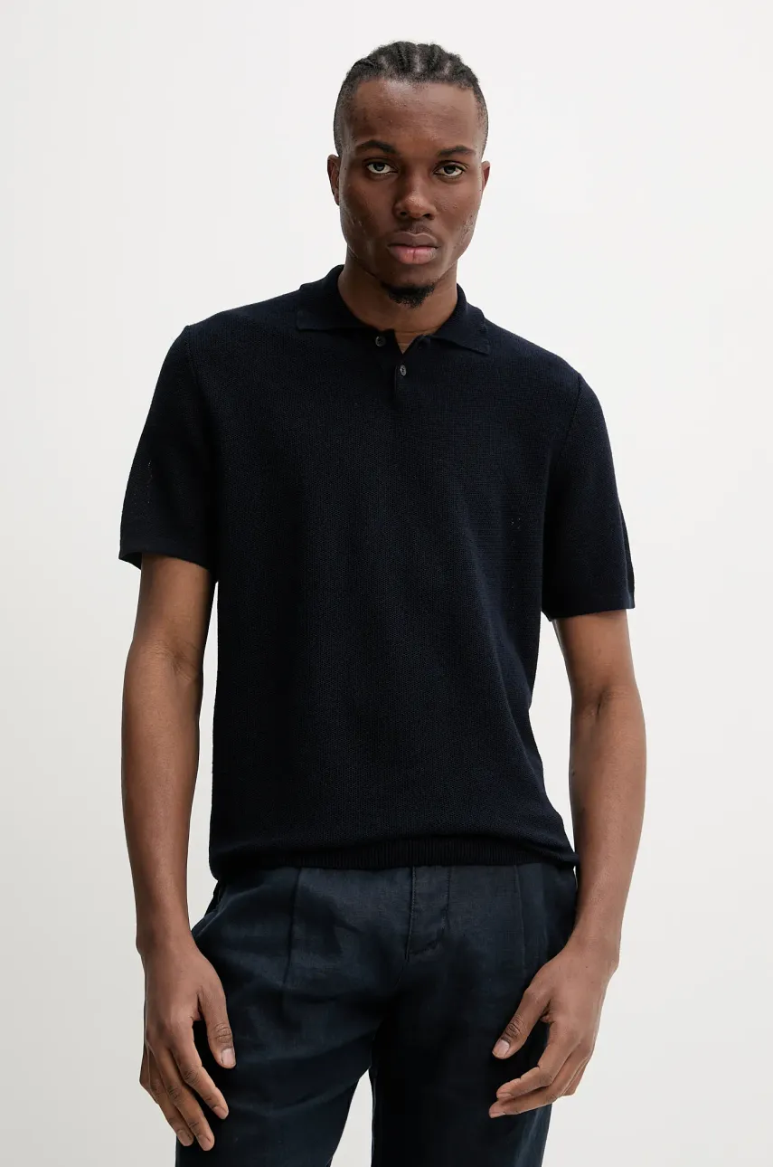 Levně Polo tričko s lněnou směsí A.P.C. polo jay tmavomodrá barva, VIAJC.H23315