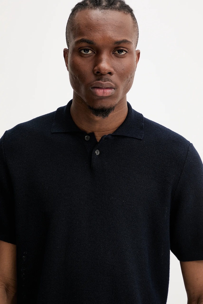 Polo tričko s prímesou ľanu A.P.C. polo jay