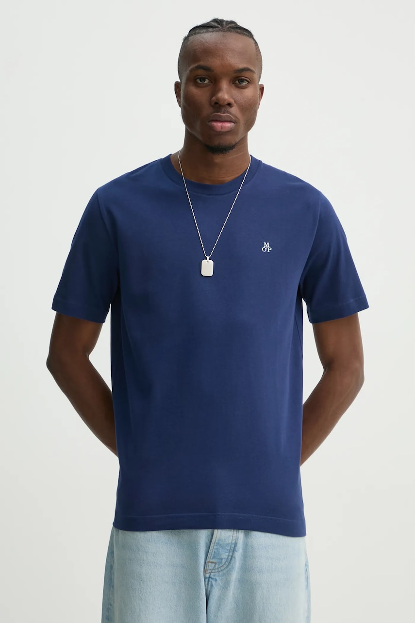 Marc O'Polo tricou din bumbac barbati, culoarea albastru marin, cu imprimeu, 520201251054 Marc O'Polo tricou din bumbac barbati, culoarea albastru marin, cu imprimeu, 520201251054