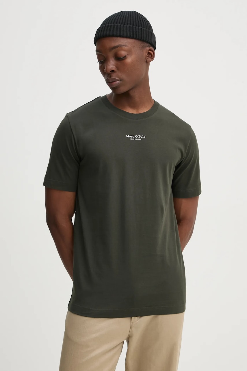 Marc O'Polo tricou din bumbac barbati, culoarea gri, cu imprimeu, 520201251382 Marc O'Polo tricou din bumbac barbati, culoarea gri, cu imprimeu, 520201251382