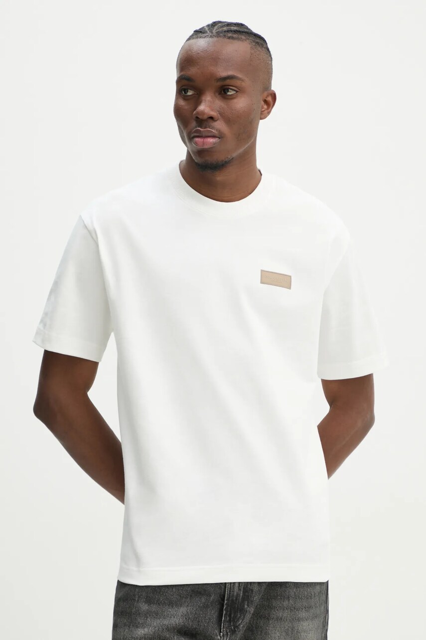 Marc O'Polo tricou din bumbac barbati, culoarea bej, cu imprimeu, 520208351112 Marc O'Polo tricou din bumbac barbati, culoarea bej, cu imprimeu, 520208351112