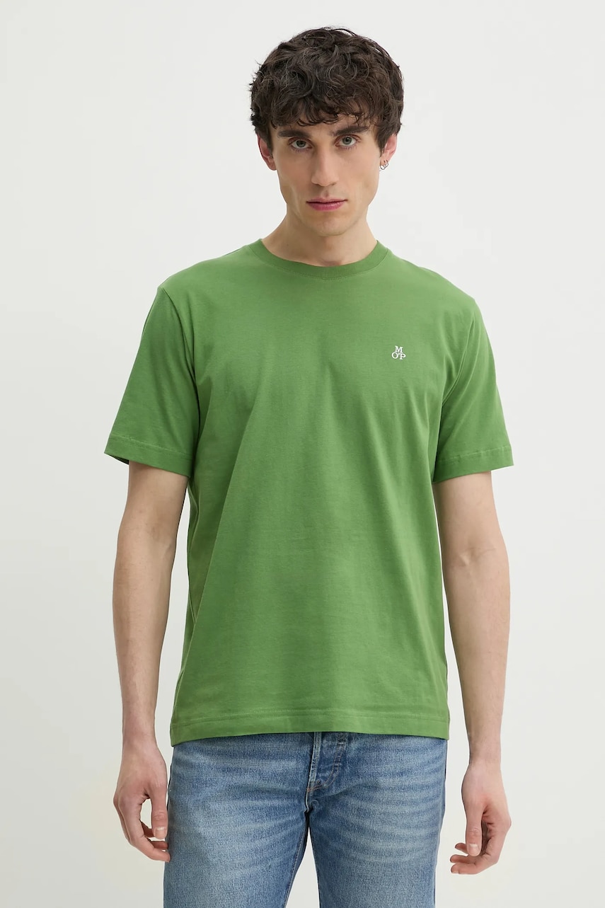Marc O'Polo tricou din bumbac barbati, culoarea verde, neted, 522201251054 Marc O'Polo tricou din bumbac barbati, culoarea verde, neted, 522201251054