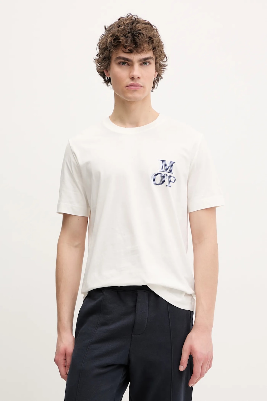Marc O'Polo tricou din bumbac barbati, culoarea alb, cu imprimeu, 522201251232 Marc O'Polo tricou din bumbac barbati, culoarea alb, cu imprimeu, 522201251232