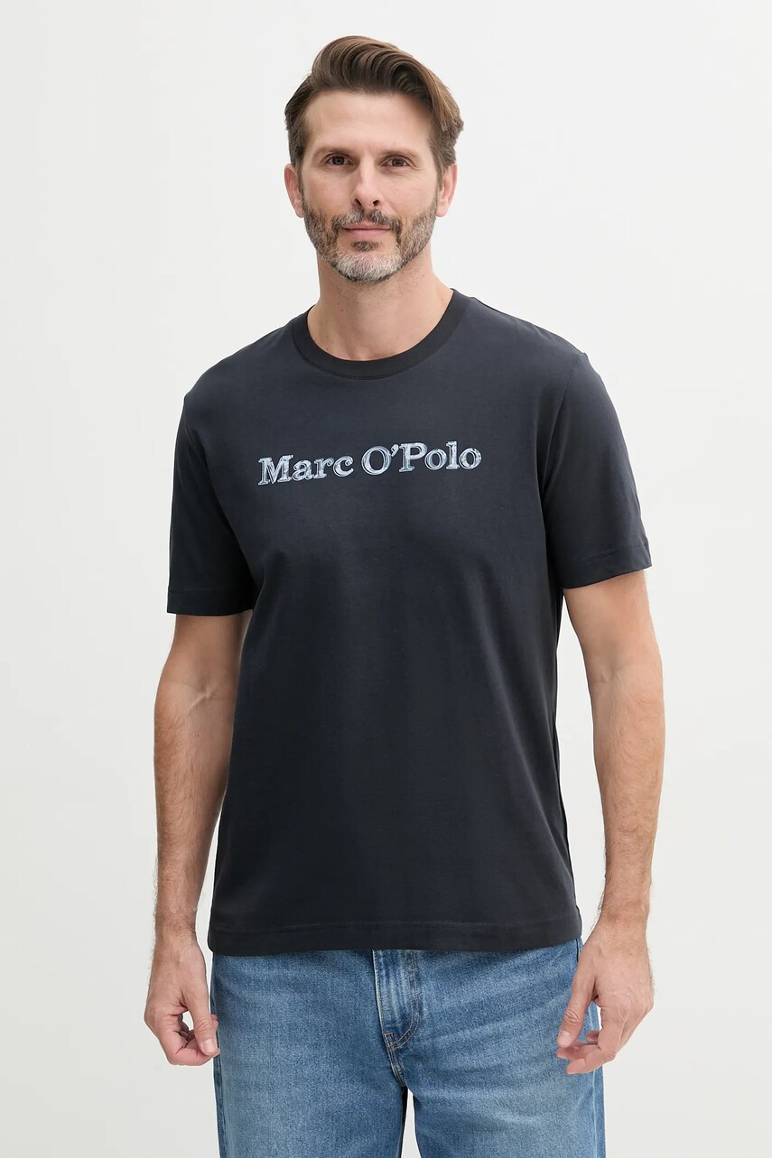 Marc O\'Polo tricou din bumbac bărbați, culoarea bleumarin, cu imprimeu, 523201251182