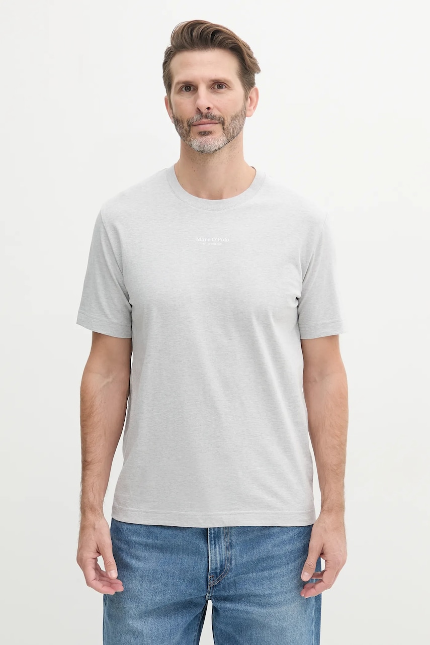Marc O'Polo tricou din bumbac bărbați, culoarea gri, cu imprimeu, 523201251382 Marc O'Polo tricou din bumbac bărbați, culoarea gri, cu imprimeu, 523201251382