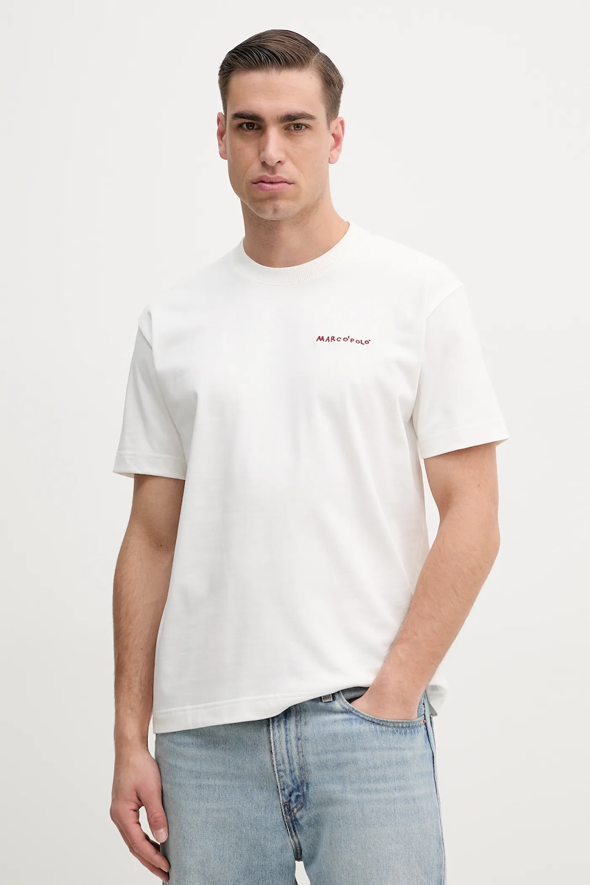 Marc O'Polo tricou din bumbac bărbați, culoarea alb, cu imprimeu, 523206451198 Marc O'Polo tricou din bumbac bărbați, culoarea alb, cu imprimeu, 523206451198