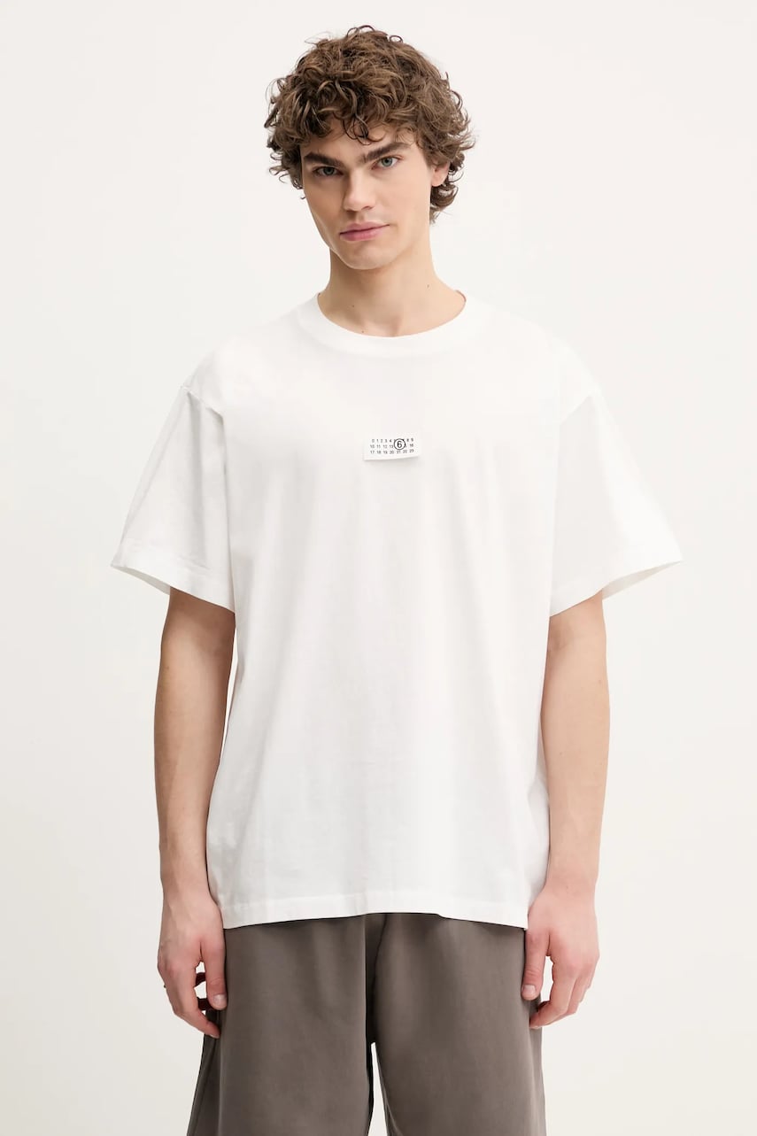 MM6 Maison Margiela tricou din bumbac barbati, culoarea alb, cu imprimeu, SH0GC0033 MM6 Maison Margiela tricou din bumbac barbati, culoarea alb, cu imprimeu, SH0GC0033