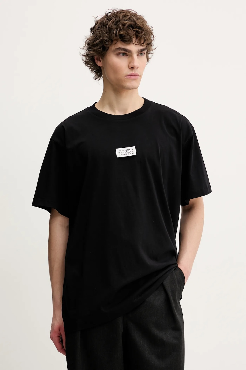MM6 Maison Margiela tricou din bumbac barbati, culoarea negru, cu imprimeu, SH0GC0033 MM6 Maison Margiela tricou din bumbac barbati, culoarea negru, cu imprimeu, SH0GC0033