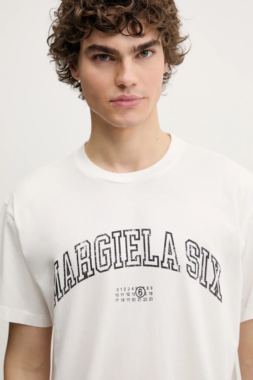 MM6 Maison Margiela tricou din bumbac barbati, culoarea alb, cu imprimeu, SH0GC0046 MM6 Maison Margiela tricou din bumbac barbati, culoarea alb, cu imprimeu, SH0GC0046