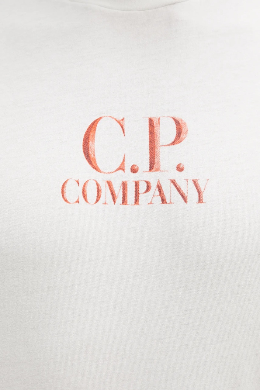 Бавовняна футболка C.P. Company чоловіча колір білий з принтом 18CMTS141A005100W 
