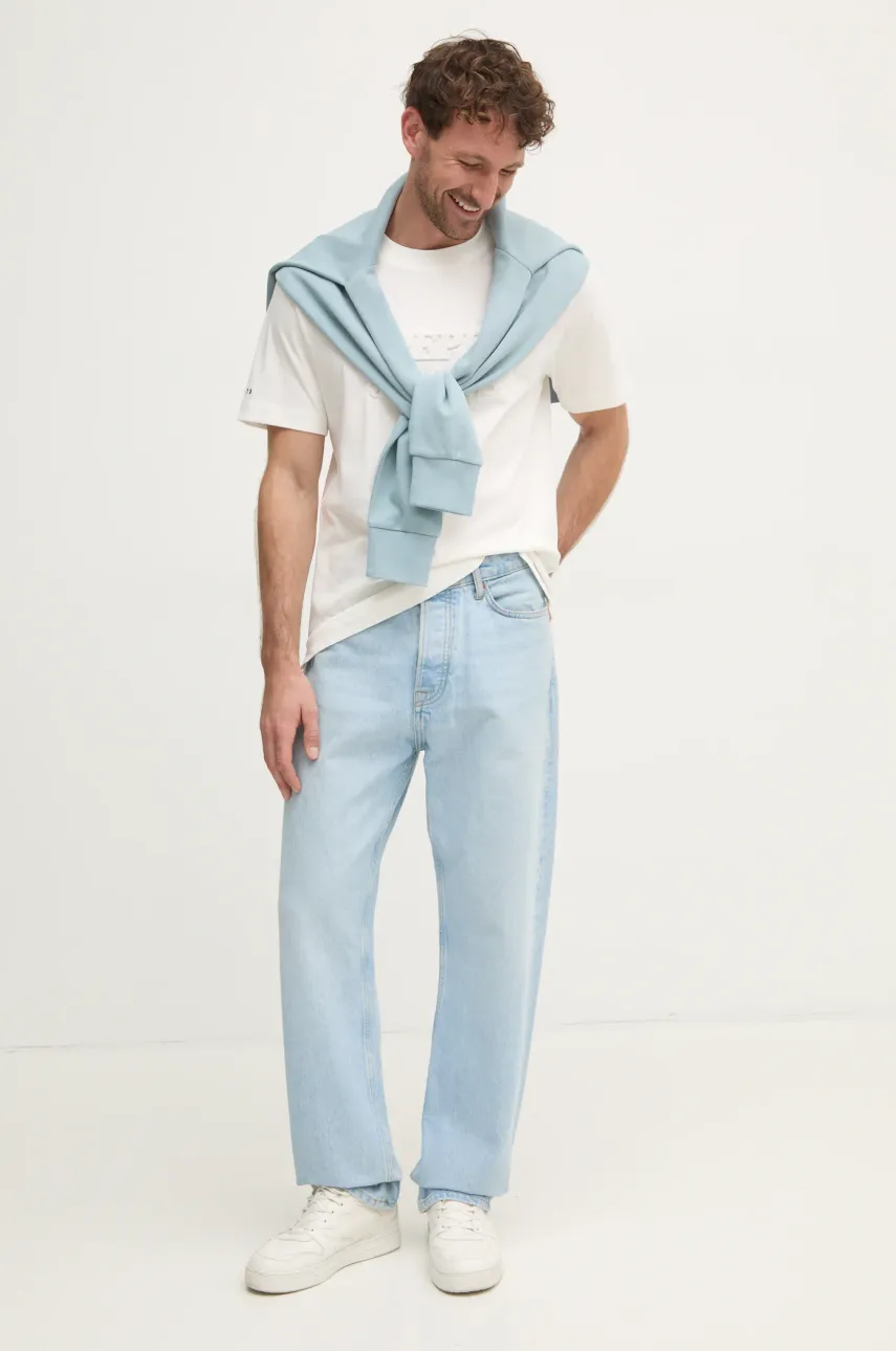 Хлопковая футболка Pepe Jeans DARIUS TEE мужская цвет бежевый с аппликацией PM509723 Хлопковая футболка Pepe Jeans DARIUS TEE мужская цвет бежевый с аппликацией PM509723