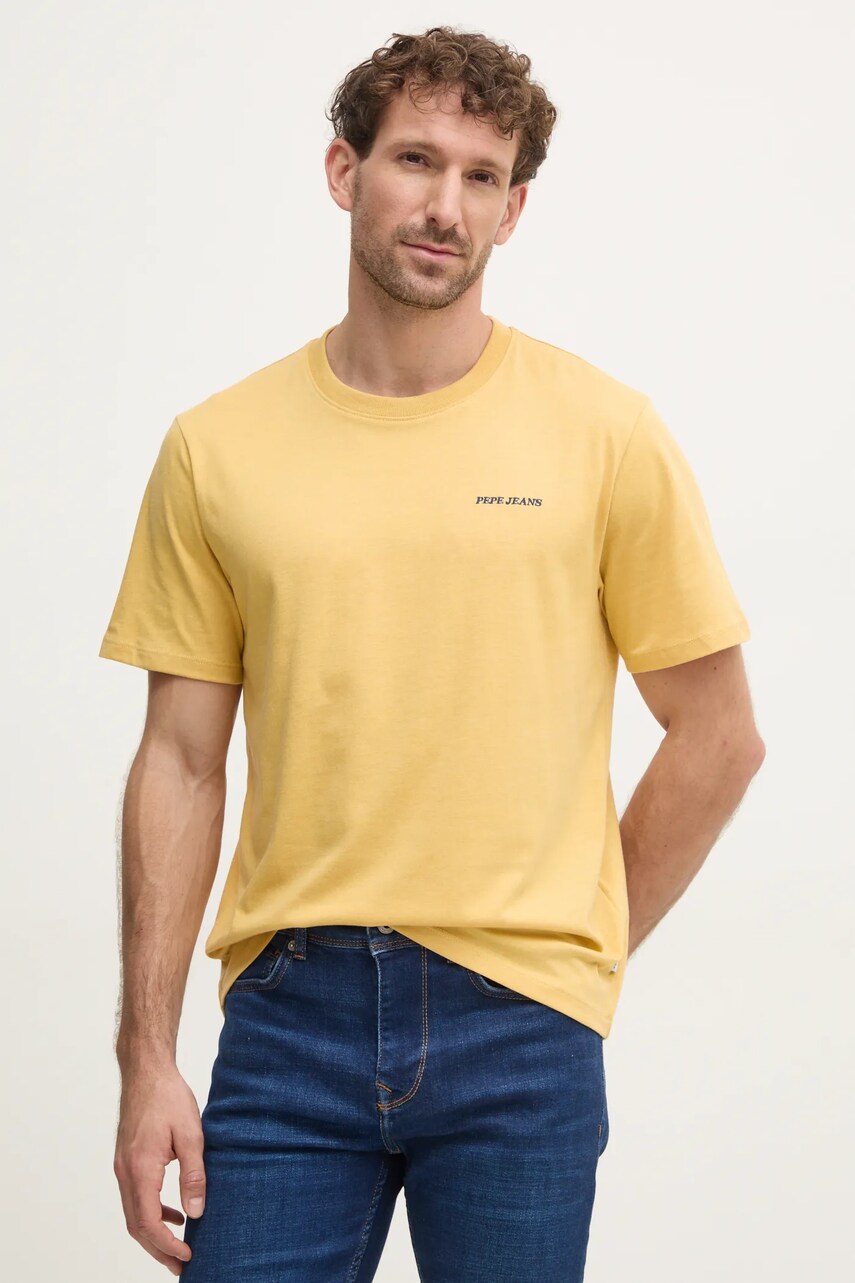 Pepe Jeans tricou DAMIAN TEE barbati, culoarea galben, neted, PM509726