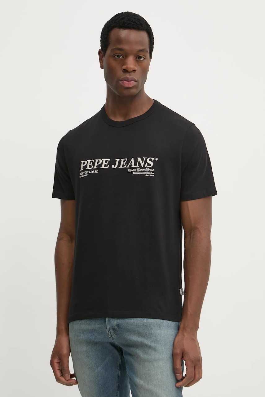 Pepe Jeans tricou din bumbac DYLAN TEE barbati, culoarea negru, cu imprimeu, PM509728