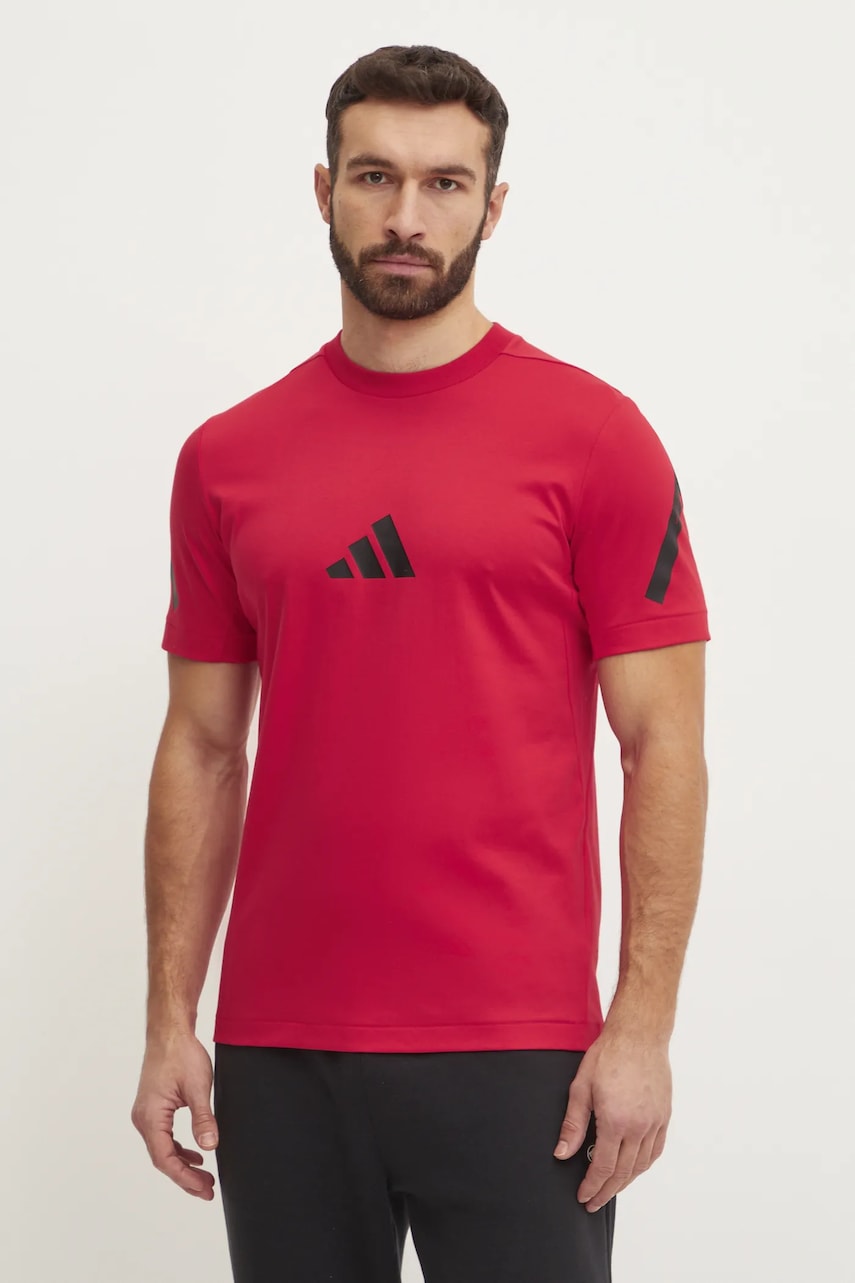 adidas tricou din bumbac Z.N.E. barbati, culoarea rosu, cu imprimeu, JC7922