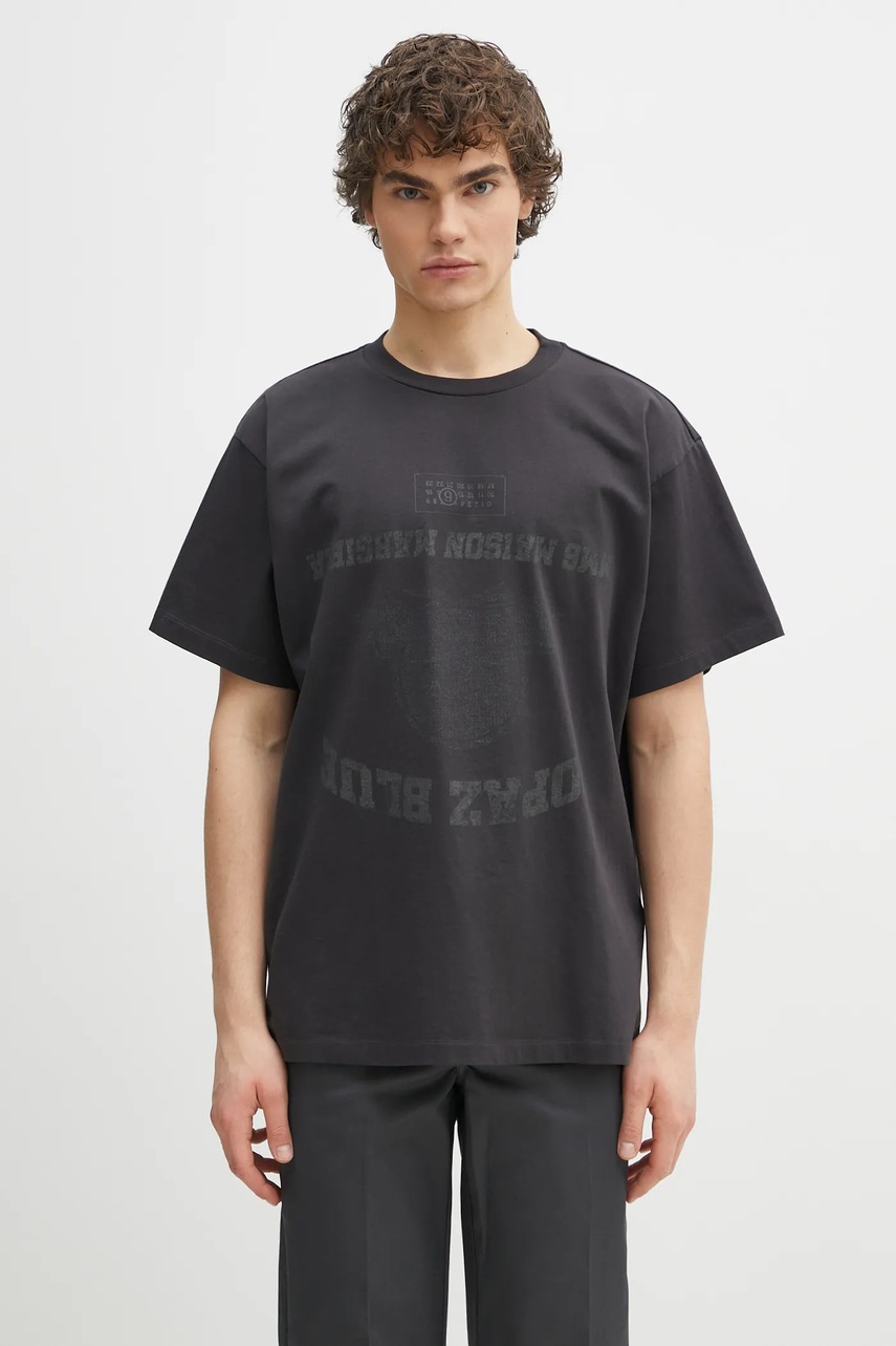 MM6 Maison Margiela tricou din bumbac barbati, culoarea negru, cu imprimeu, SH0GC0041