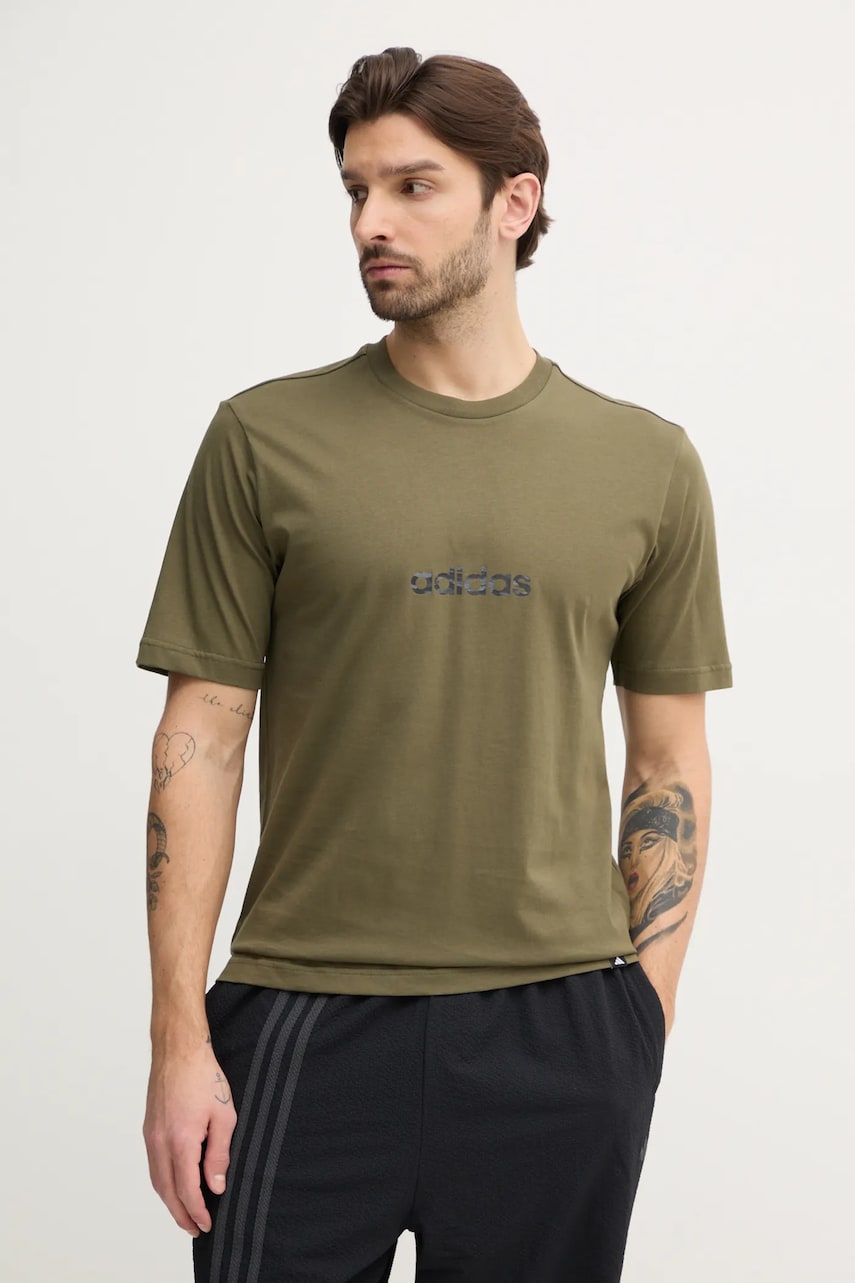 adidas tricou din bumbac Camo barbati, culoarea verde, cu imprimeu, JN1405 adidas tricou din bumbac Camo barbati, culoarea verde, cu imprimeu, JN1405