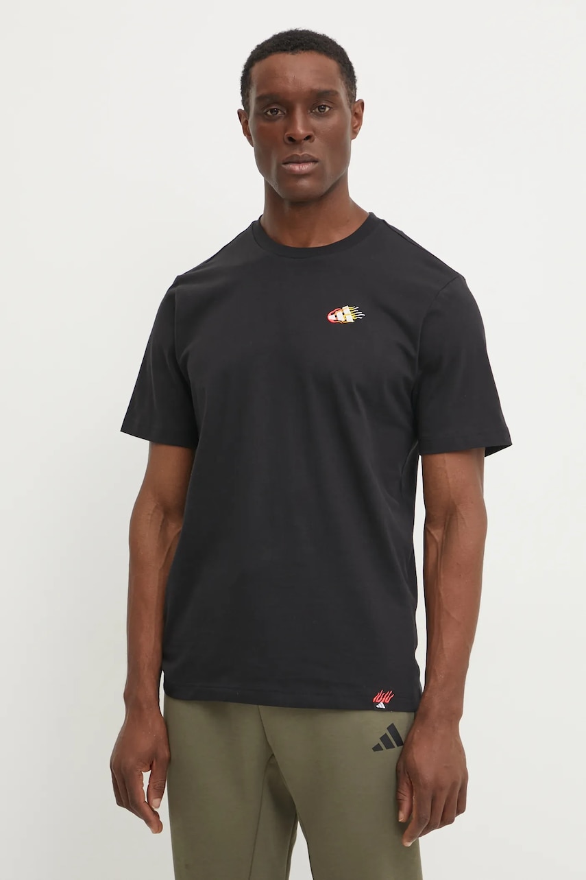 adidas tricou din bumbac M L M EMB TEE barbati, culoarea negru, cu imprimeu, JJ3979 adidas tricou din bumbac M L M EMB TEE barbati, culoarea negru, cu imprimeu, JJ3979