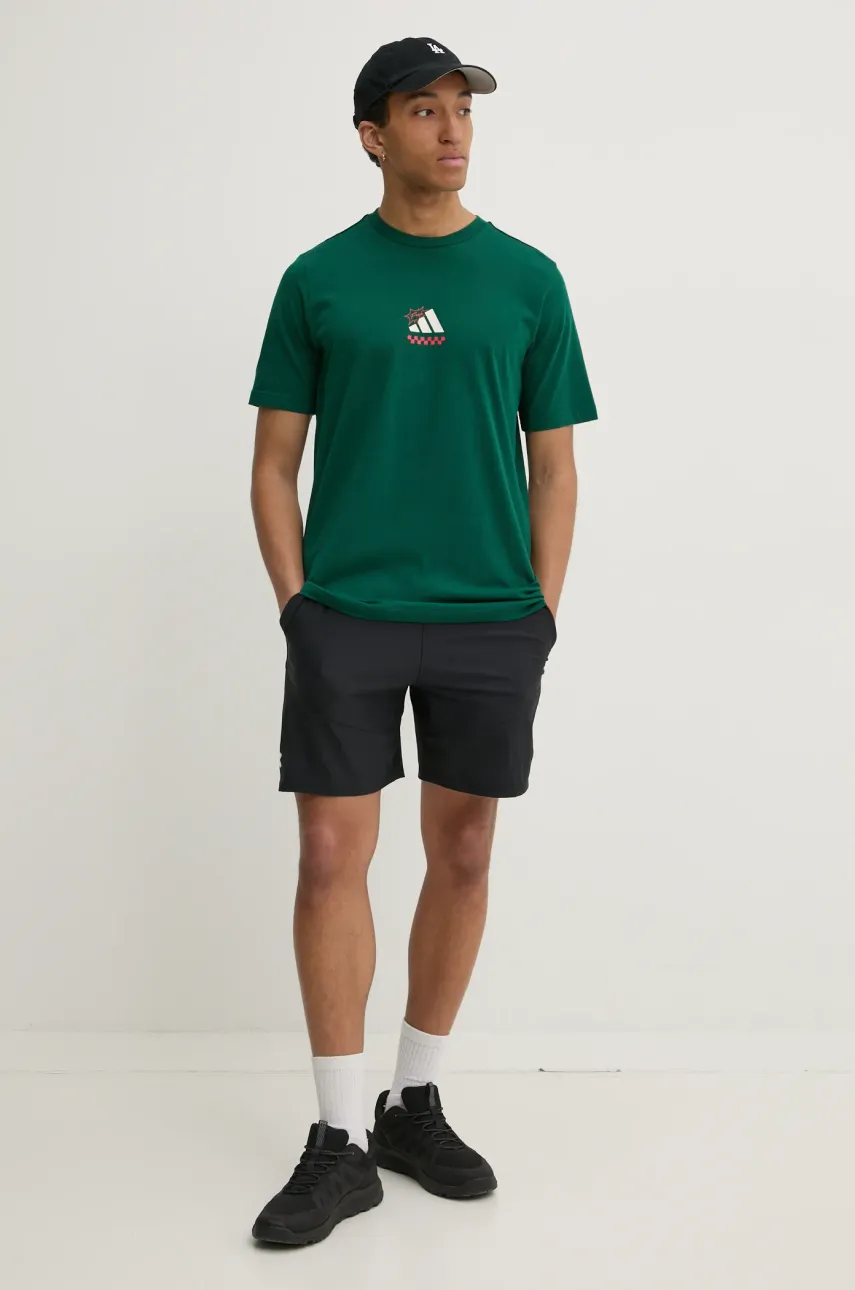 Хлопковая футболка adidas M L PIZZA TEE мужская цвет зелёный с принтом JJ4017 Хлопковая футболка adidas M L PIZZA TEE мужская цвет зелёный с принтом JJ4017