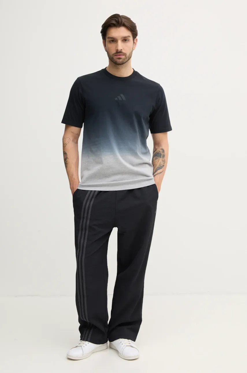 Хлопковая футболка adidas ALL SZN Dip Dye мужская цвет серый узорная JJ3694 Хлопковая футболка adidas ALL SZN Dip Dye мужская цвет серый узорная JJ3694