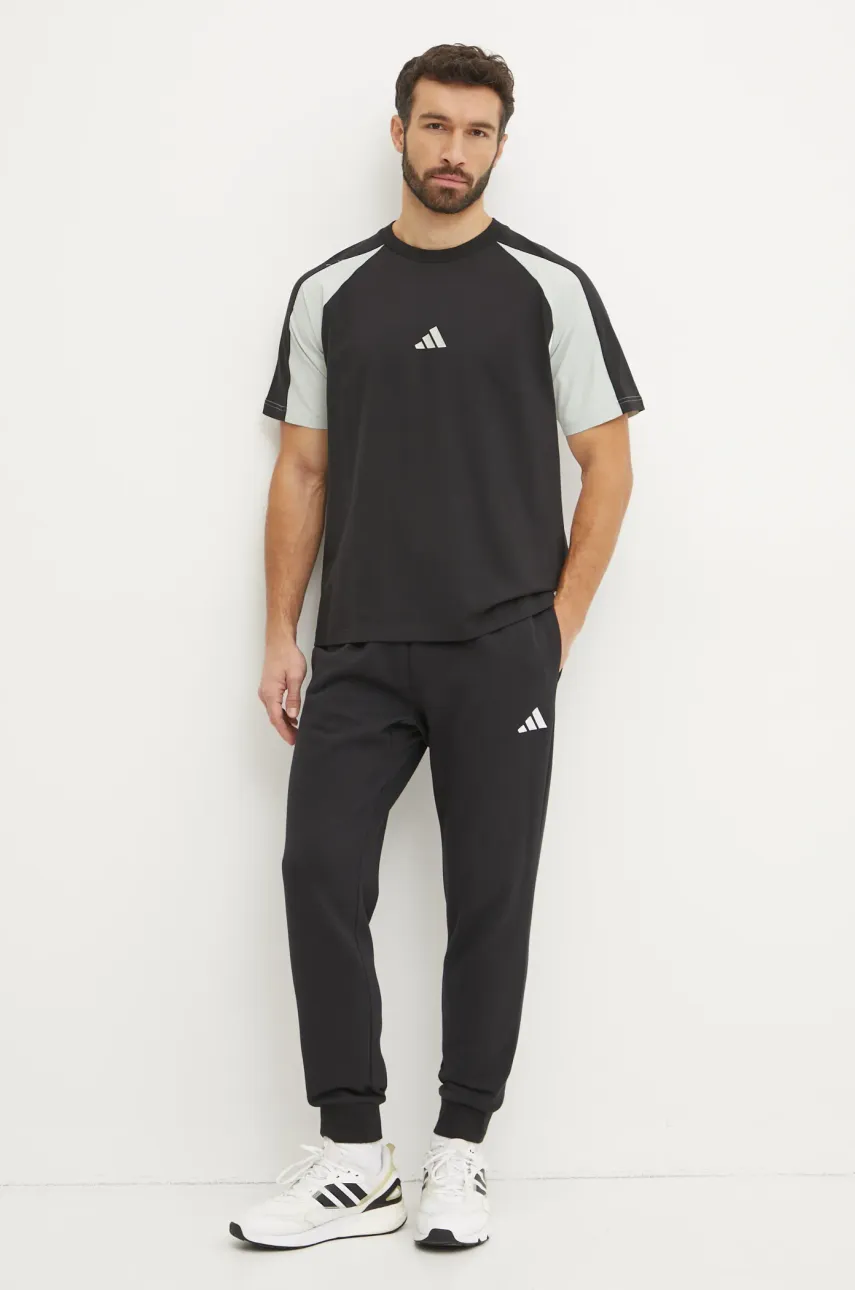 Футболка adidas Essential Colorblock мужская цвет чёрный узорная JD8060 Футболка adidas Essential Colorblock мужская цвет чёрный узорная JD8060