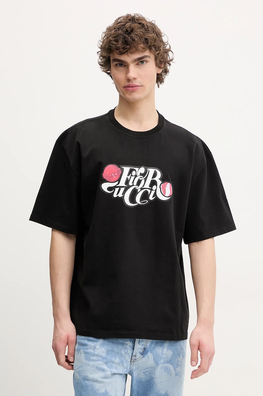 Fiorucci tricou din bumbac Curly Lollipop Logo Boxy T-Shirt barbati, culoarea negru, cu imprimeu, U02SPTSH103CJ01BK02 Fiorucci tricou din bumbac Curly Lollipop Logo Boxy T-Shirt barbati, culoarea negru, cu imprimeu, U02SPTSH103CJ01BK02