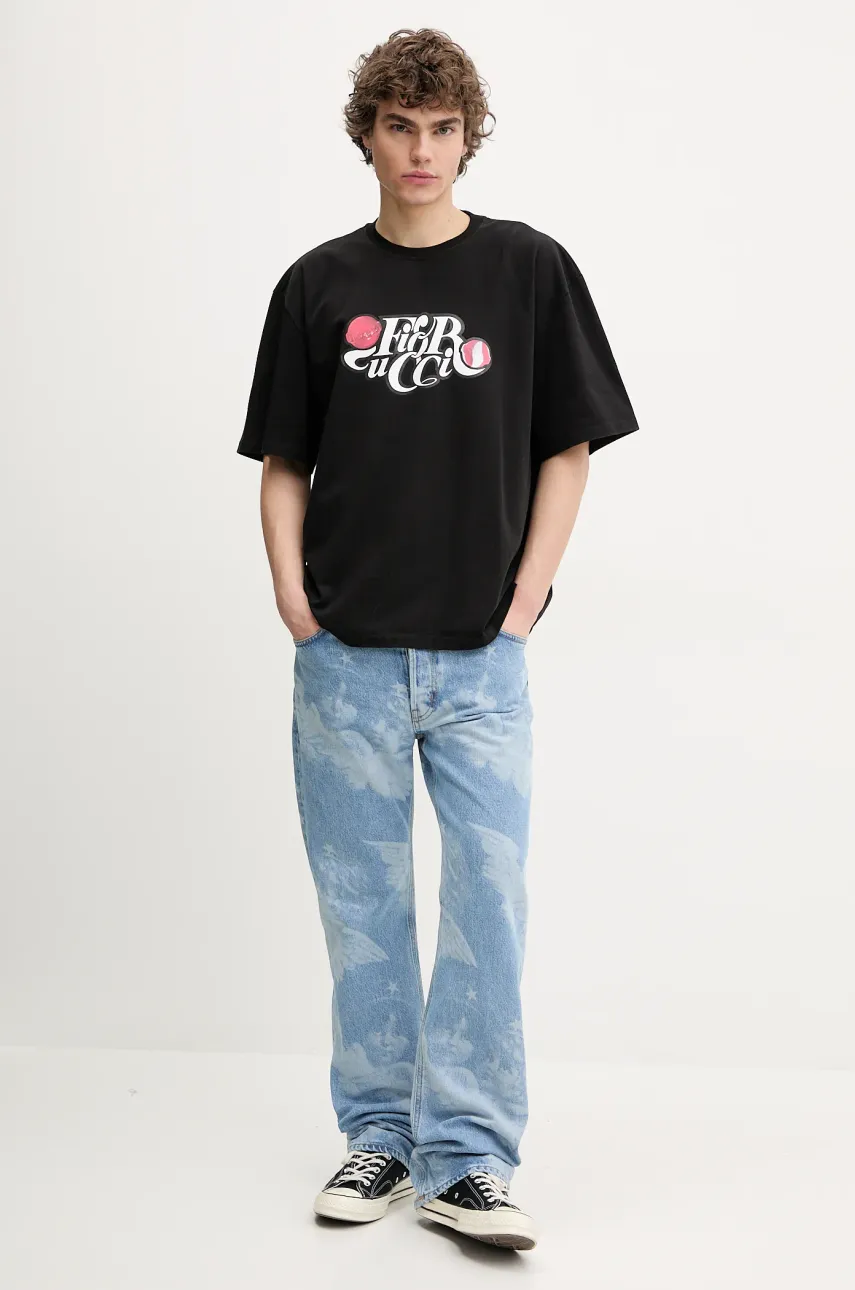 Хлопковая футболка Fiorucci Curly Lollipop Logo Boxy T-Shirt мужская цвет чёрный с принтом U02SPTSH103CJ01BK02 Хлопковая футболка Fiorucci Curly Lollipop Logo Boxy T-Shirt мужская цвет чёрный с принтом U02SPTSH103CJ01BK02