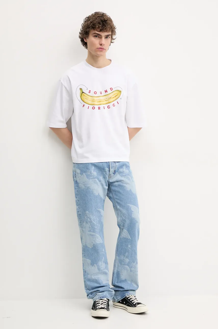 Хлопковая футболка Fiorucci Banana Sound Print Regular Fit T-Shirt мужская цвет белый с принтом U02SPTSH323CJ01WH04 Хлопковая футболка Fiorucci Banana Sound Print Regular Fit T-Shirt мужская цвет белый с принтом U02SPTSH323CJ01WH04