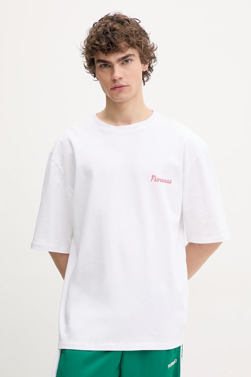 Fiorucci tricou din bumbac Candy Logo Relaxed Fit T-Shirt barbati, culoarea alb, cu imprimeu, U02SPTSH101CJ01WH09 Fiorucci tricou din bumbac Candy Logo Relaxed Fit T-Shirt barbati, culoarea alb, cu imprimeu, U02SPTSH101CJ01WH09