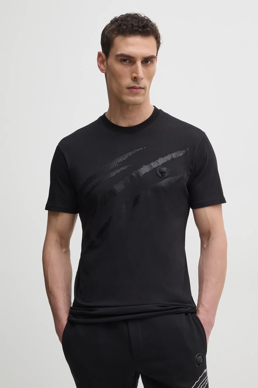 PLEIN SPORT tricou din bumbac barbati, culoarea negru, cu imprimeu, SAEC MTK8008 STE001N PLEIN SPORT tricou din bumbac barbati, culoarea negru, cu imprimeu, SAEC MTK8008 STE001N
