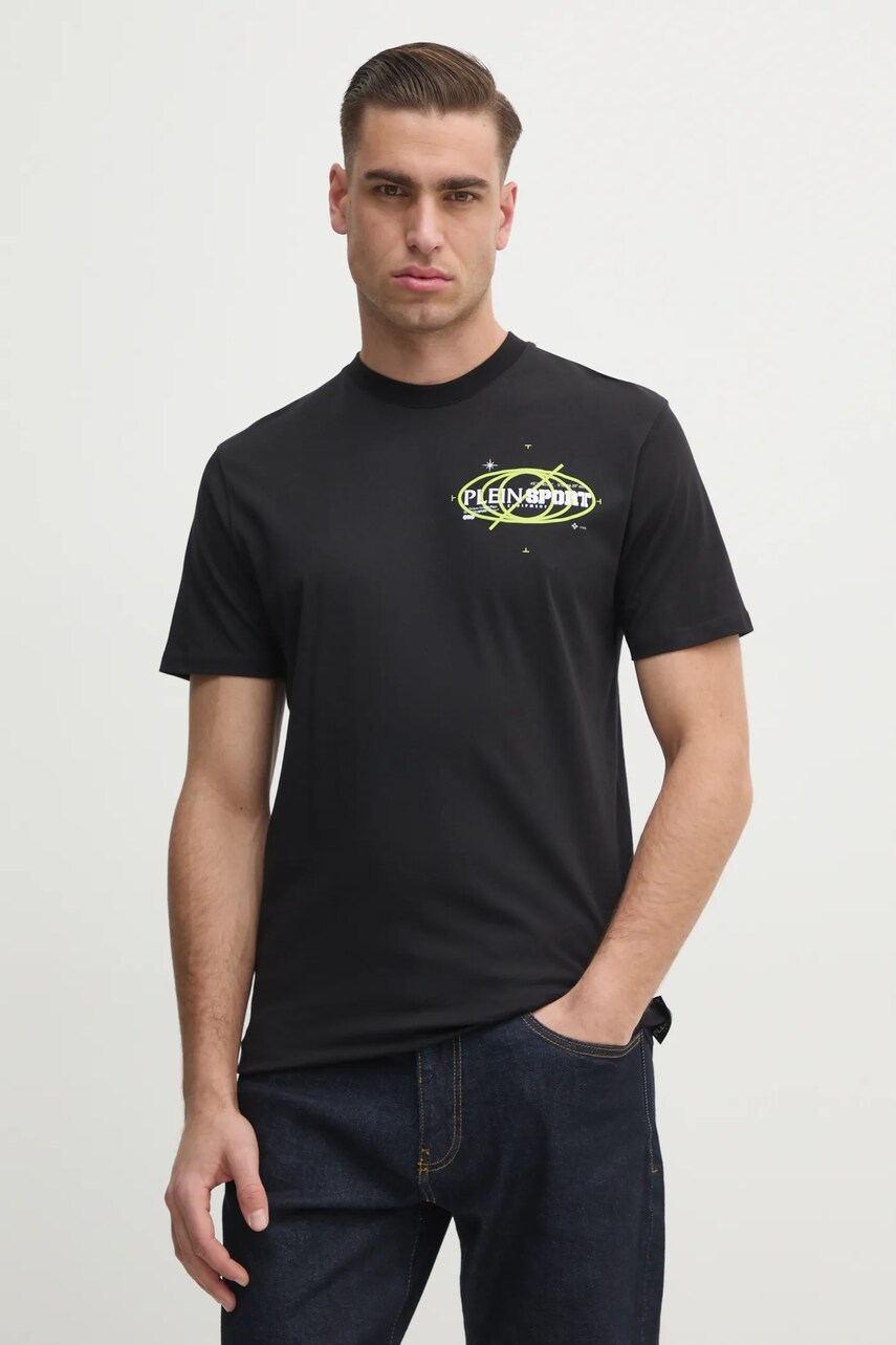 PLEIN SPORT tricou barbati, culoarea negru, cu imprimeu, SAEC MTK8012 STE001N