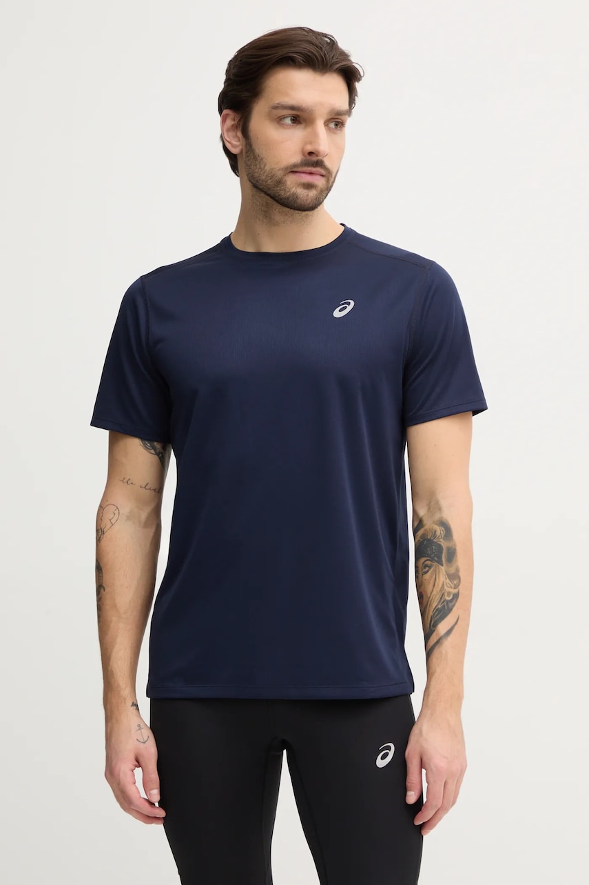 Asics tricou de alergare Core culoarea albastru marin, neted, 2011D221 Asics tricou de alergare Core culoarea albastru marin, neted, 2011D221