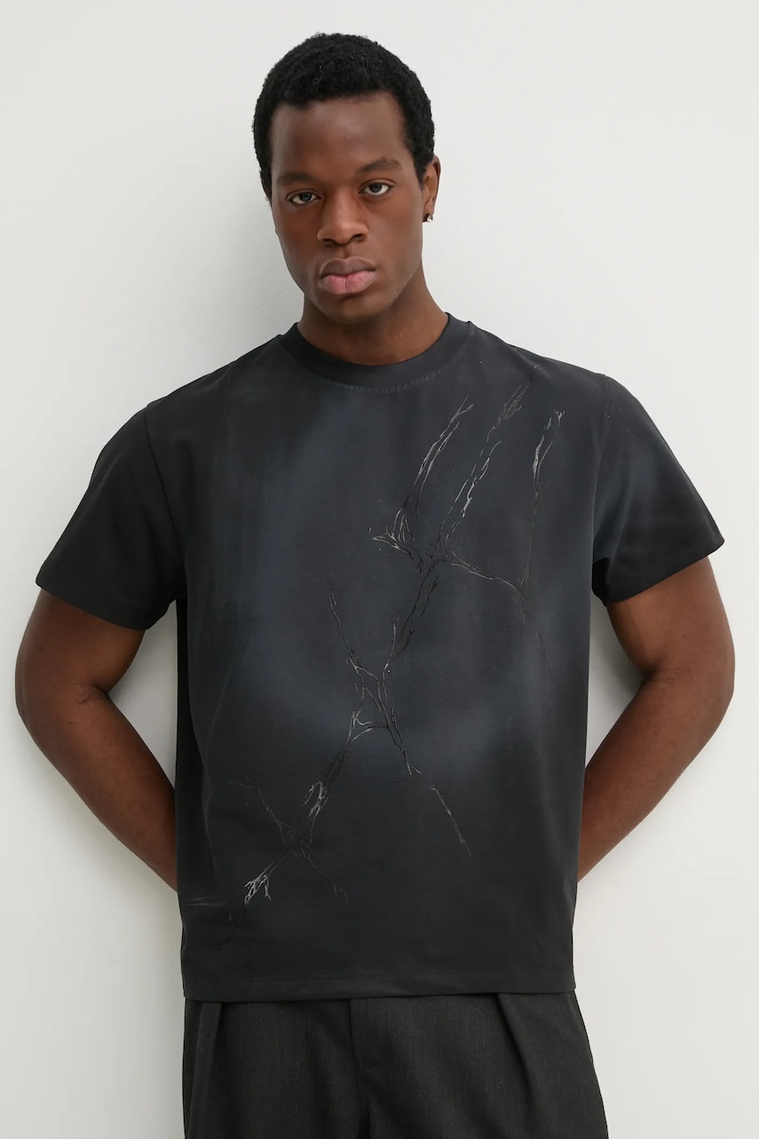 Heliot Emil tricou bărbați, culoarea gri, cu imprimeu, PRESS25_M_09_129_BLK01 Heliot Emil tricou bărbați, culoarea gri, cu imprimeu, PRESS25_M_09_129_BLK01