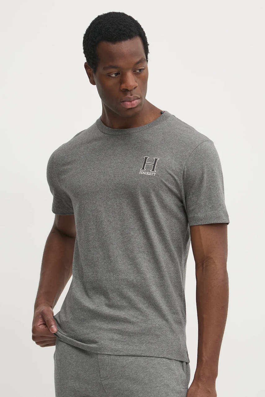 Hackett London tricou din bumbac barbati, culoarea gri, cu imprimeu, HM500858 Hackett London tricou din bumbac barbati, culoarea gri, cu imprimeu, HM500858