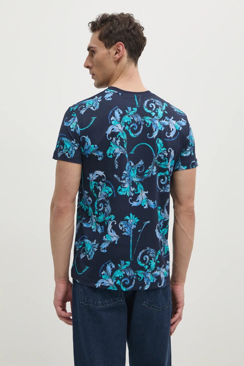 Бавовняна футболка Versace Jeans Couture чоловіча колір синій візерунок 78GAH6S0 JS458 