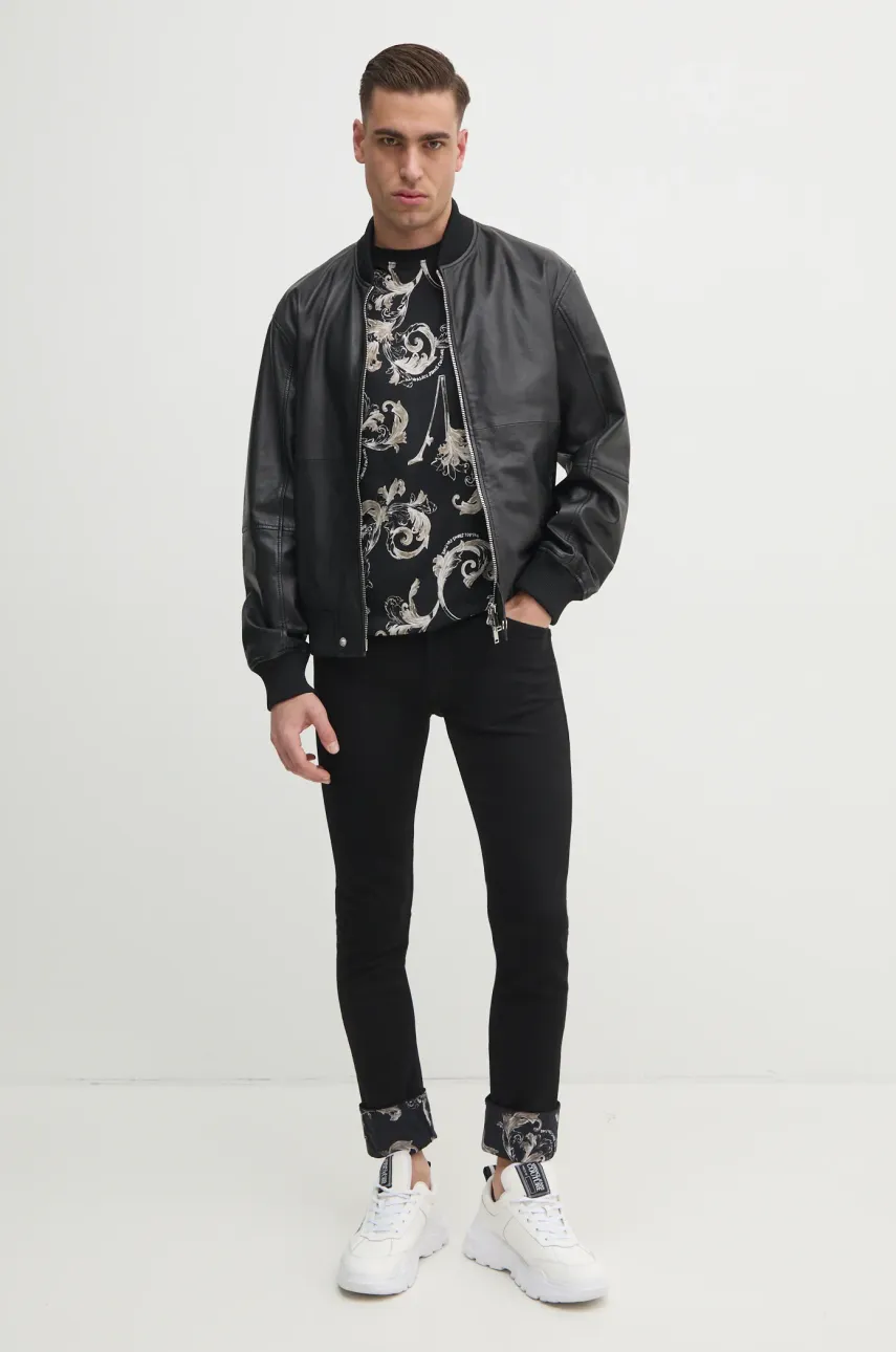 Хлопковая футболка Versace Jeans Couture мужская цвет чёрный узорная 78GAH6S0 JS458 Хлопковая футболка Versace Jeans Couture мужская цвет чёрный узорная 78GAH6S0 JS458