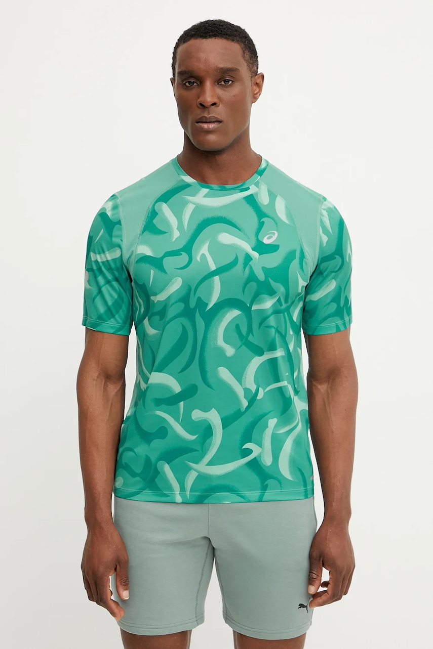Asics tricou de alergare Road culoarea turcoaz, cu imprimeu, 2011D095