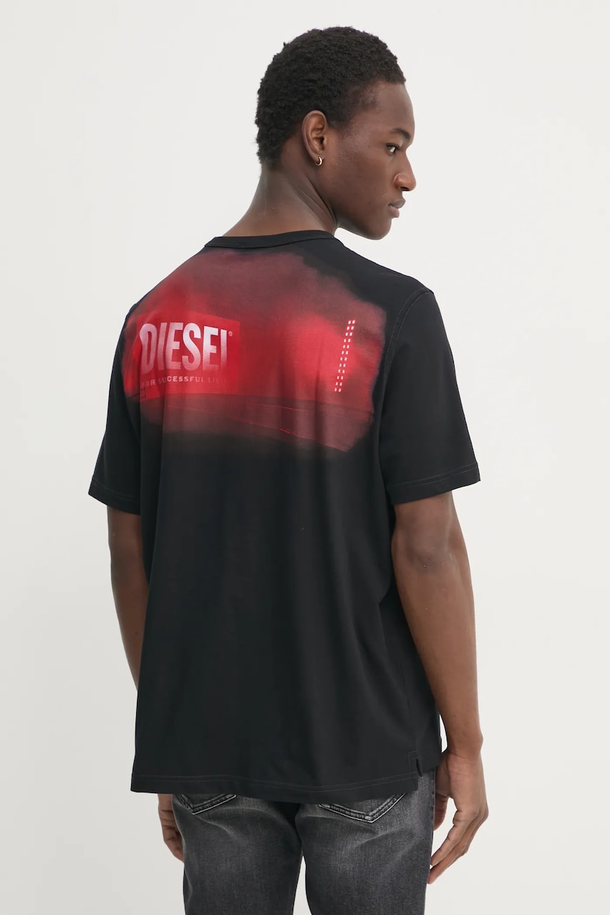 Diesel tricou din bumbac bărbați, culoarea negru, cu imprimeu, A16514.0AKAK Diesel tricou din bumbac bărbați, culoarea negru, cu imprimeu, A16514.0AKAK