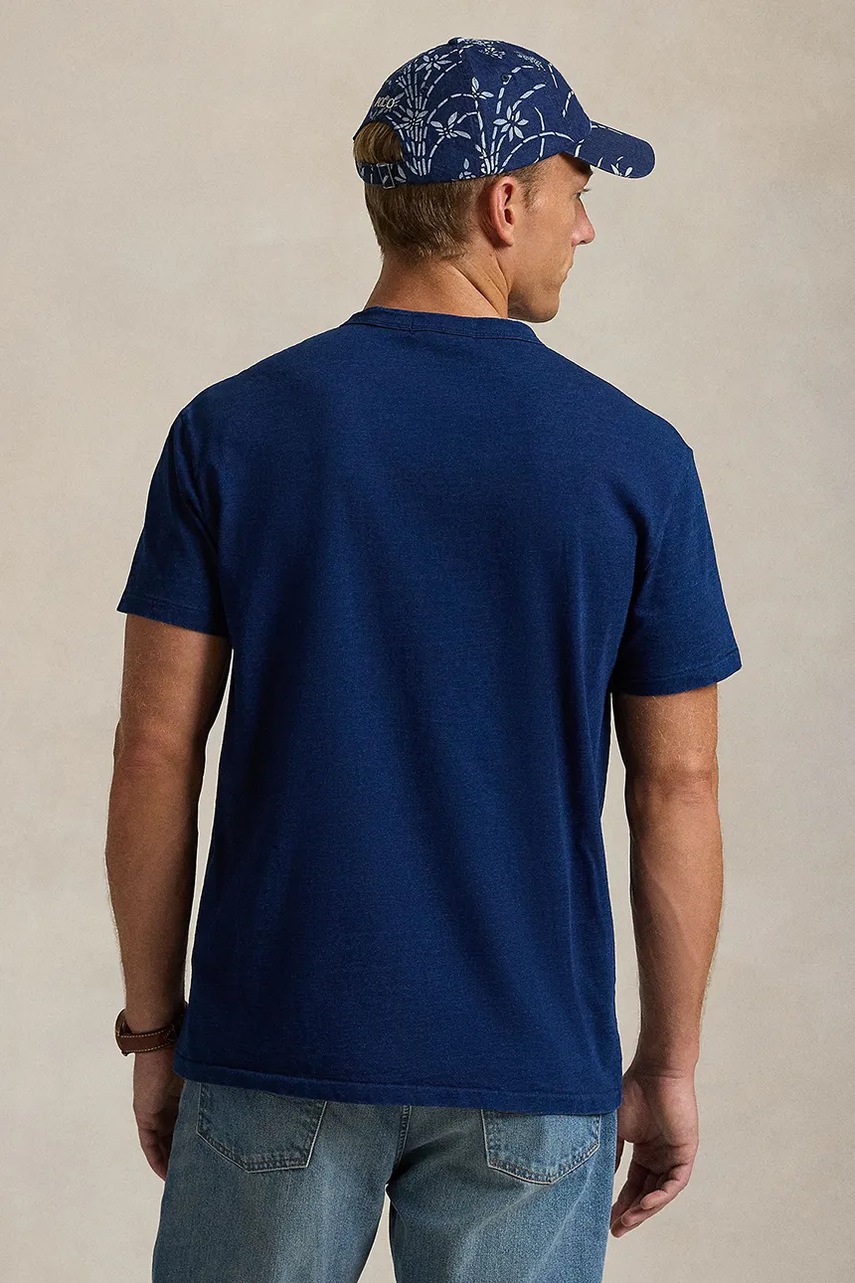 Хлопковая футболка Polo Ralph Lauren Short Sleeve мужская цвет синий с принтом 710958249 Хлопковая футболка Polo Ralph Lauren Short Sleeve мужская цвет синий с принтом 710958249