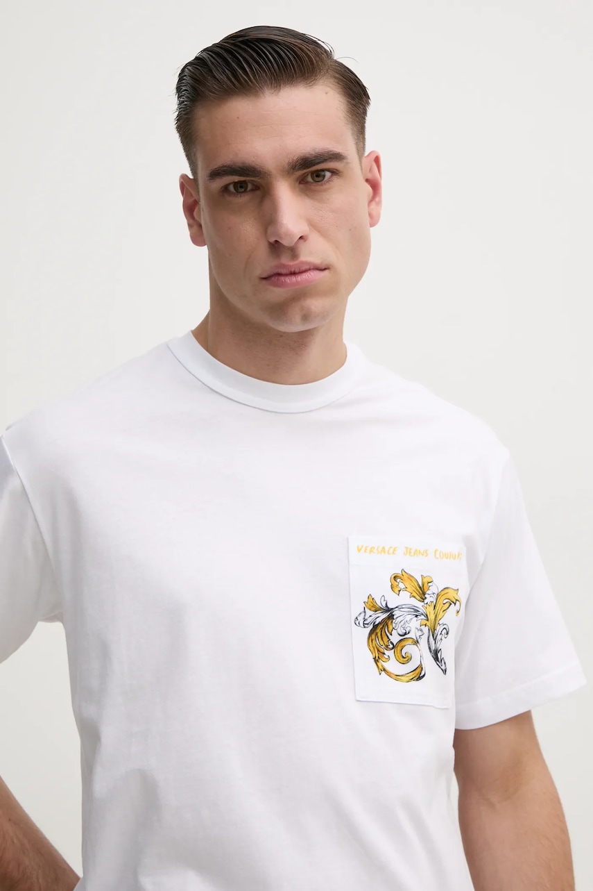 Бавовняна футболка Versace Jeans Couture чоловіча колір білий з принтом 78GAH6RB JS462 