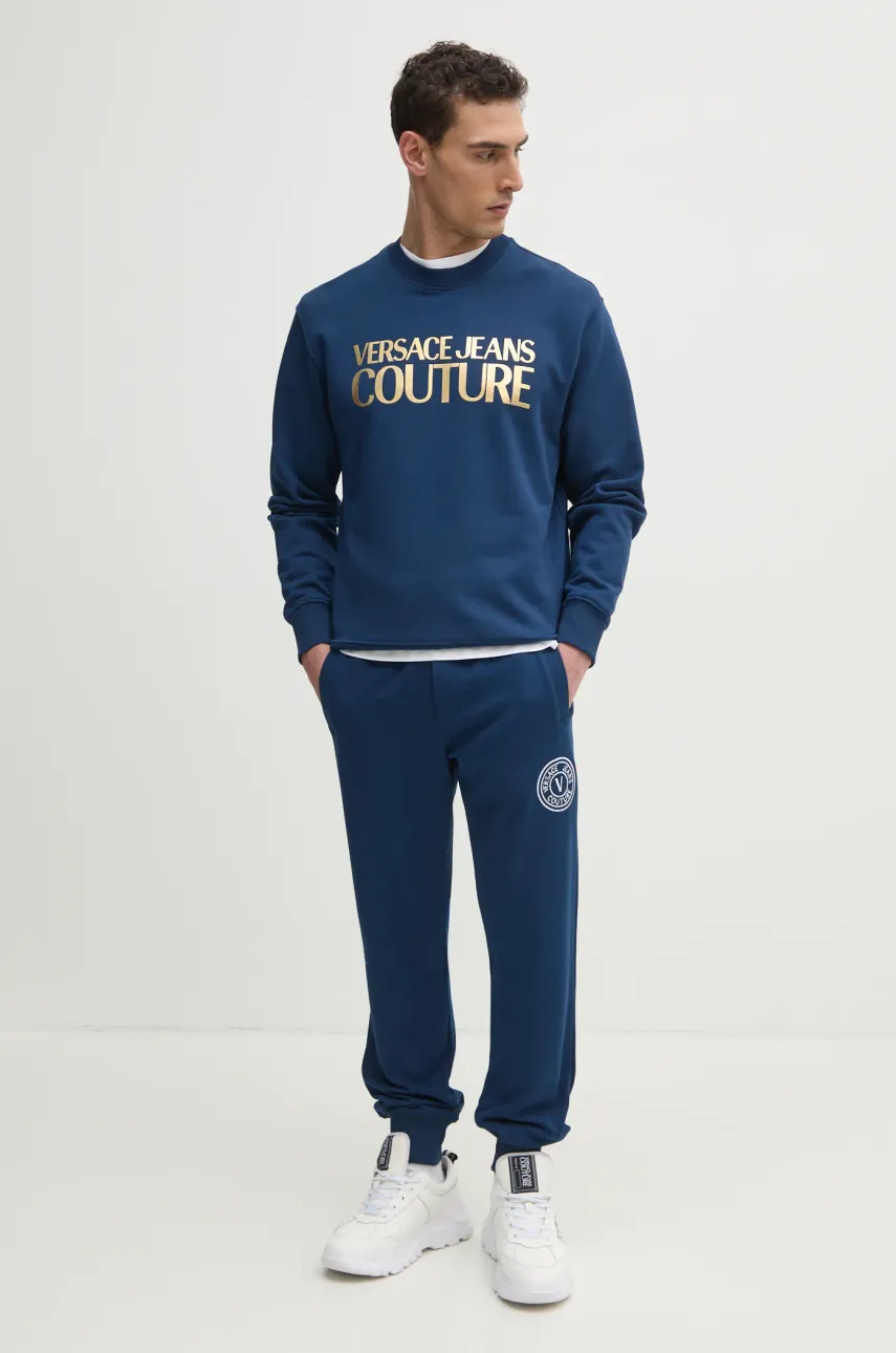 Хлопковая футболка Versace Jeans Couture мужская цвет белый с принтом 78GAHE04 CJ00E Хлопковая футболка Versace Jeans Couture мужская цвет белый с принтом 78GAHE04 CJ00E