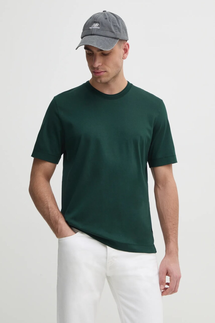 Sisley tricou din bumbac barbati, culoarea verde, neted, 35MAS1049