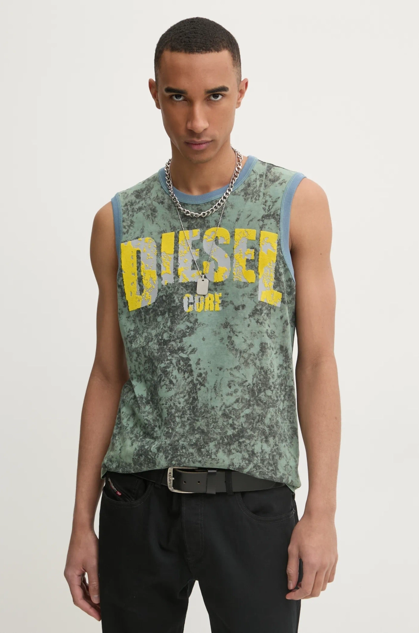 Diesel tricou T-BISCO-R1 TANK TOP barbati, culoarea verde, A16161.0GIAR