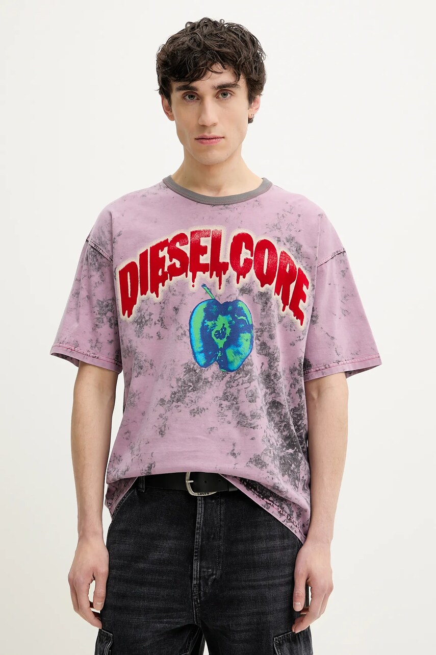 Diesel tricou din bumbac T-BOXT-R9 T-SHIRT barbati, culoarea roz, modelator, A16164.0GIAR